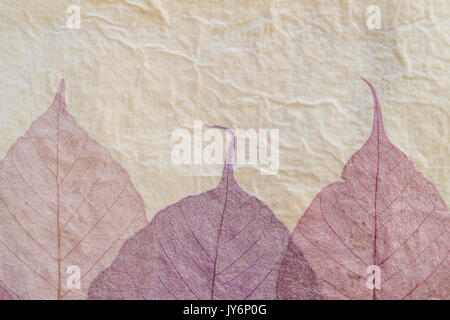 japanese handmade paper with violet leaves pattern Stock Photo