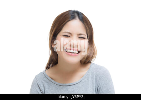 smiling asian woman isolated on white Stock Photo