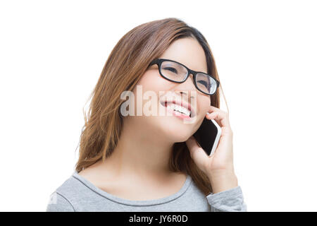 office worker talking on mobile phone isolated on white Stock Photo