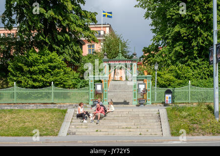 Hasselbacken at Djurgarden  in Stockholm. Djurgarden is a recreational area with historical buildings, monuments, amusement park and open-air museum. Stock Photo