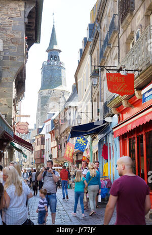 Dinan Brittany France - street scene in the Walled town, or Old Town, Dinan, France Europe Stock Photo