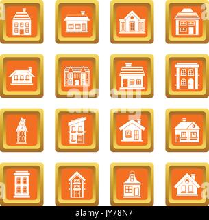 Orange cottage with garage illustration Stock Vector Image & Art - Alamy
