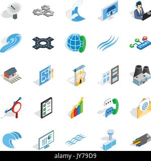 Electric light icons set, isometric style Stock Vector