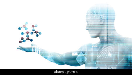 Science Technology and 3d Genetic Atomic Concept Stock Photo