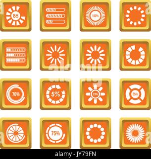 Loading bars and preloaders icons set orange Stock Vector
