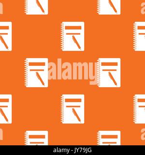 Closed spiral notebook and pen pattern seamless Stock Vector