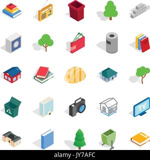 Subdual icons set, isometric style Stock Vector