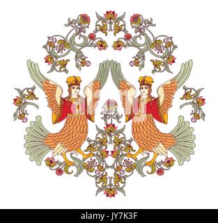 Old Slavic vintage decor ornament isolate on white. Stock Vector