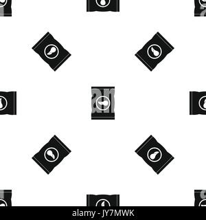 Chips plastic bag pattern seamless black Stock Vector