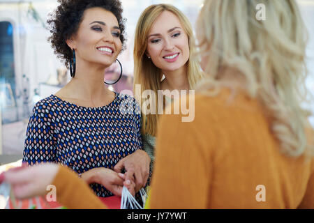 Best friends at the shopping mall Stock Photo