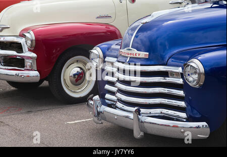 1950s Chevrolet pick up trucks at an american car show. Essex. UK Stock Photo