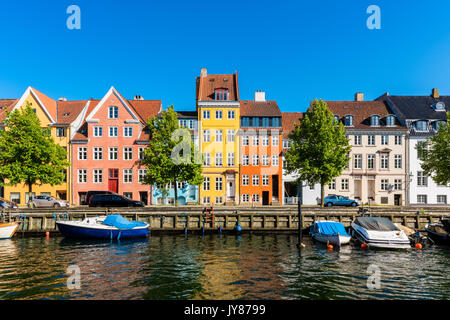 Colourful houses along canal in Copenhagen Denmark Stock Photo