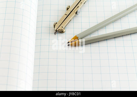Drafting Compass and pencil Stock Photo