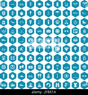100 active life icons sapphirine violet Stock Vector