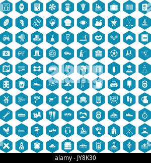 100 activity icons sapphirine violet Stock Vector