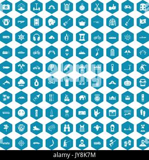 100 adventure icons sapphirine violet Stock Vector