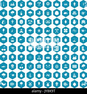100 agriculture icons sapphirine violet Stock Vector