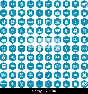 100 alarm clock icons sapphirine violet Stock Vector