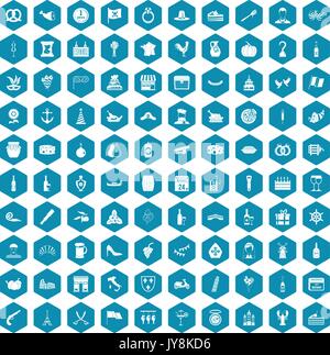100 alcohol icons sapphirine violet Stock Vector