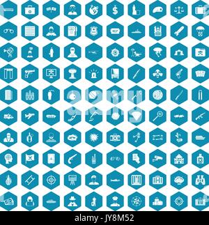 100 antiterrorism icons sapphirine violet Stock Vector