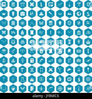 100 archeology icons sapphirine violet Stock Vector