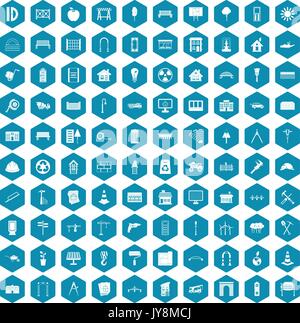 100 architecture icons sapphirine violet Stock Vector