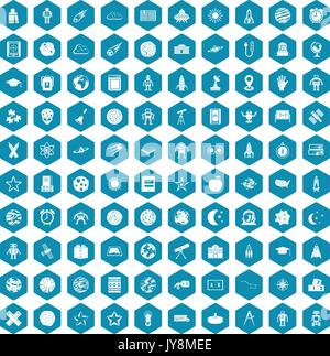 100 astronomy icons sapphirine violet Stock Vector