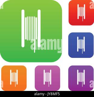 Electric cable in coil set collection Stock Vector