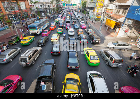 Bangkok, Thailand - Typical heavy urban traffic congestion in Downtown Stock Photo