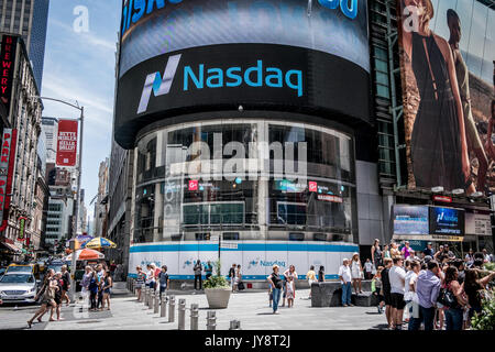 New York, United States of America - July 8, 2017. The Nasdaq building at the Time Square, New York Stock Photo
