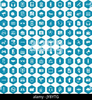 100 audio icons sapphirine violet Stock Vector