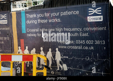 Hoardings around the Bond Street Crossrail station for the Queen Elizabeth underground line, due to open in 2018. London, UK Stock Photo