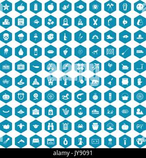 100 autumn holidays icons sapphirine violet Stock Vector