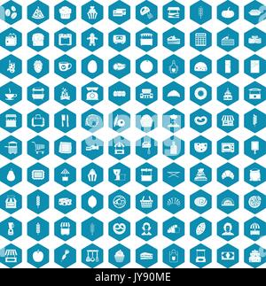 100 bakery icons sapphirine violet Stock Vector