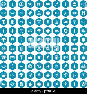 100 barbecue icons sapphirine violet Stock Vector