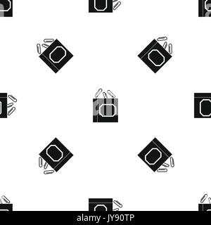 Paper clips box pattern seamless black Stock Vector