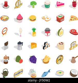 Hot drink icons set, isometric style Stock Vector