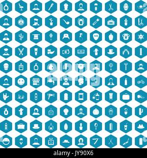 100 barber icons sapphirine violet Stock Vector