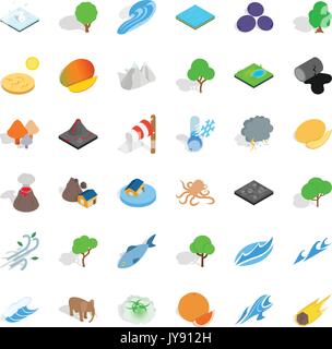 Save the earth icons set, isometric style Stock Vector