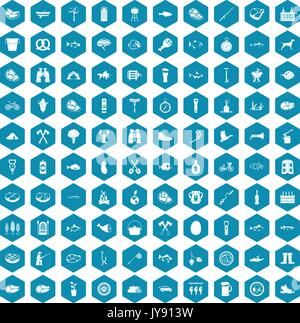 100 BBQ icons sapphirine violet Stock Vector
