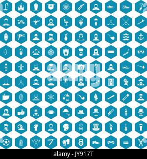 100 beard icons sapphirine violet Stock Vector