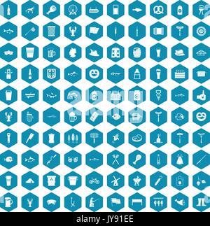 100 beer icons sapphirine violet Stock Vector