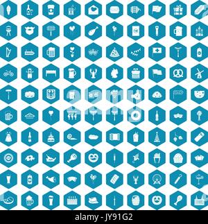 100 beer party icons sapphirine violet Stock Vector