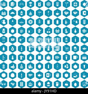 100 beverage icons sapphirine violet Stock Vector