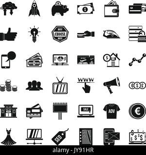 Buy in internet icons set, simple style Stock Vector