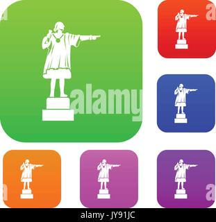 Columbus monument set collection Stock Vector