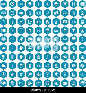 100 bicycle icons sapphirine violet Stock Vector