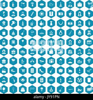100 birthday icons sapphirine violet Stock Vector