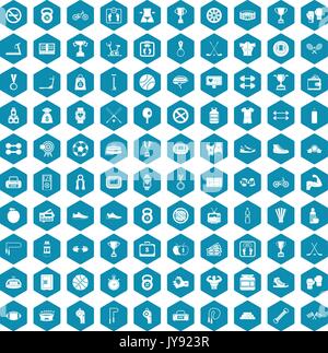 100 boxing icons sapphirine violet Stock Vector