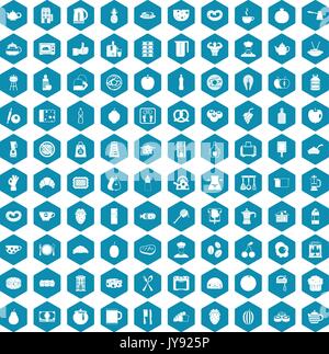 100 breakfast icons sapphirine violet Stock Vector